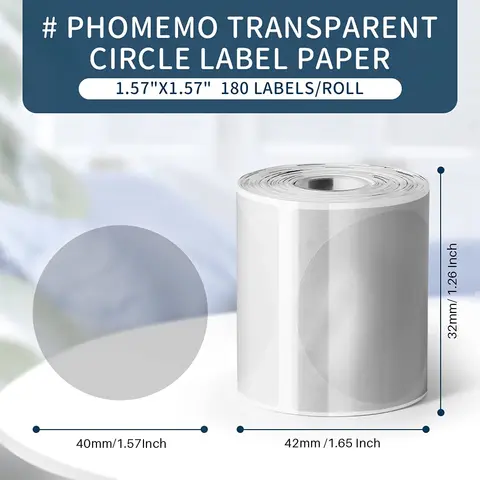 Прозрачная самоклеящаяся бумага для этикеток Phomemo для Phomemo M110 200 220, принтер этикеток, термонаклейка, рулон бумаги для печати
