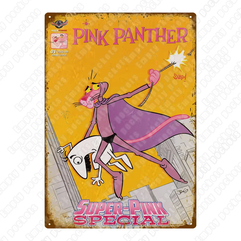 Классические Мультяшные жестяные знаки 1974 Розовая пантера комикс праздничный