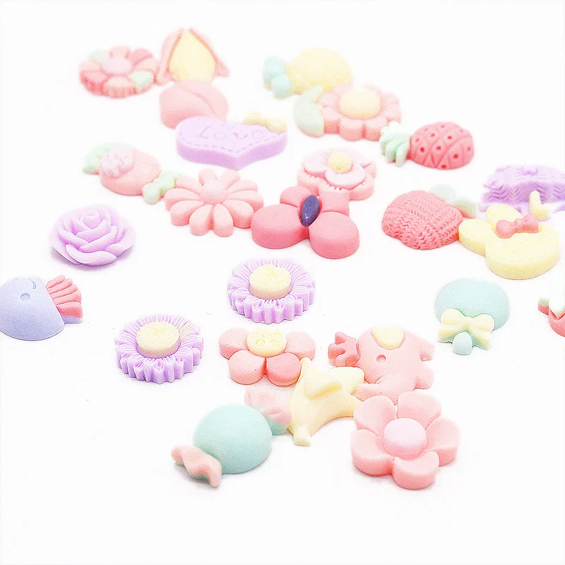 30 шт./упак. милый мультяшный цветной плоский полимер DIY поставки одежды