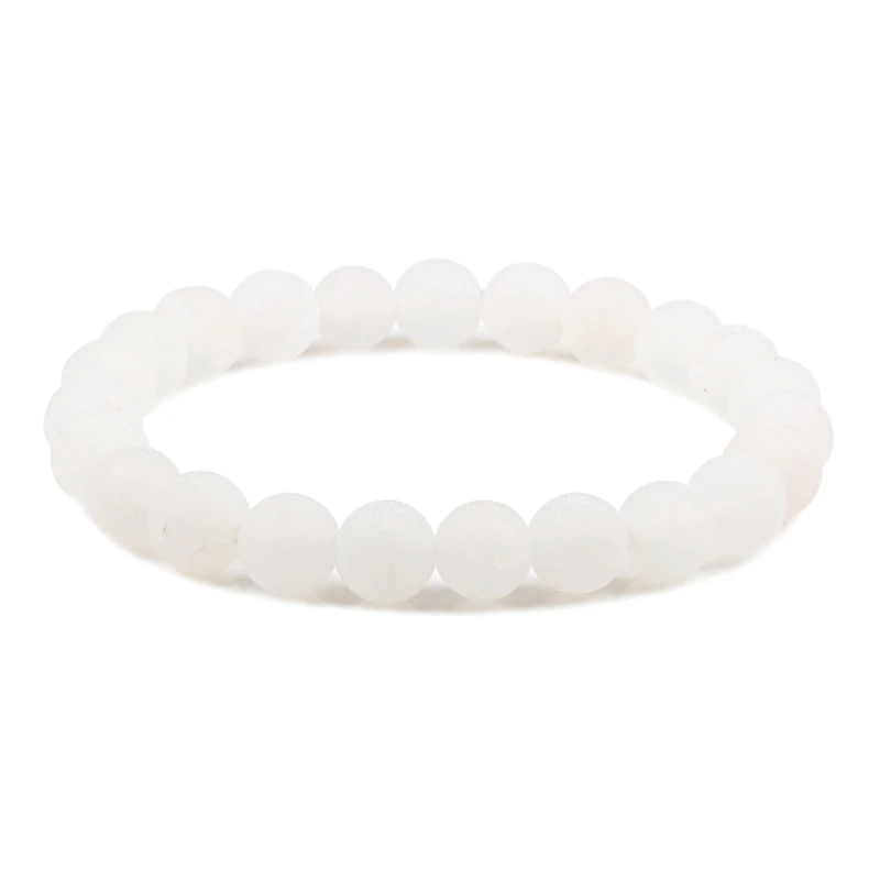8mm White Шарм Фиолетовый Натуральный Состаренный камень браслет для женщин и мужчин трещина чакра бисерная нить браслеты 6 мм 8 мм 10 мм Йога украшения с Буддой подарок - Окраска металла: 8mm White