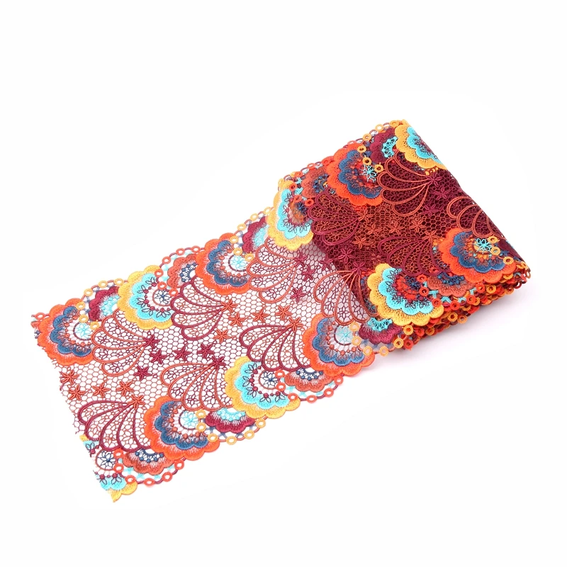 2 Ярдов/много 21 см широкий вышитый тюль Кружево отделкой сетки кружевной черный +