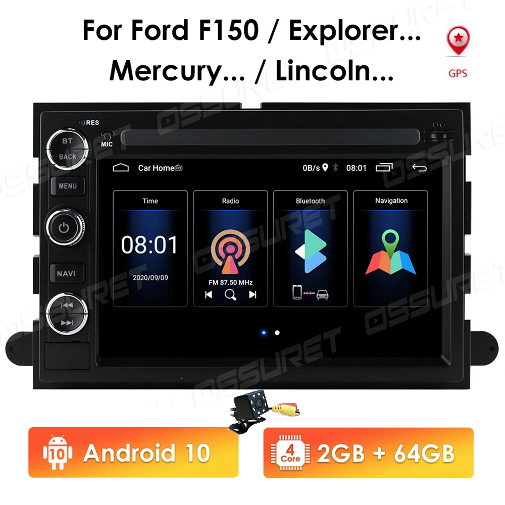 Автомагнитола на Android 10 2DIN с GPS для Ford 500 F150 Explorer Edge Escape Sport Fusion Explore Mustang