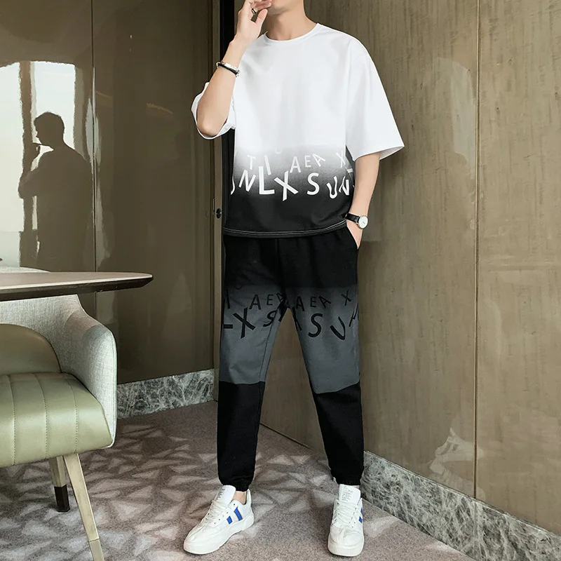 

Leisure sports suit men's 2021 summer new Korean fashion youth handsome men's wear with a suit of clothes