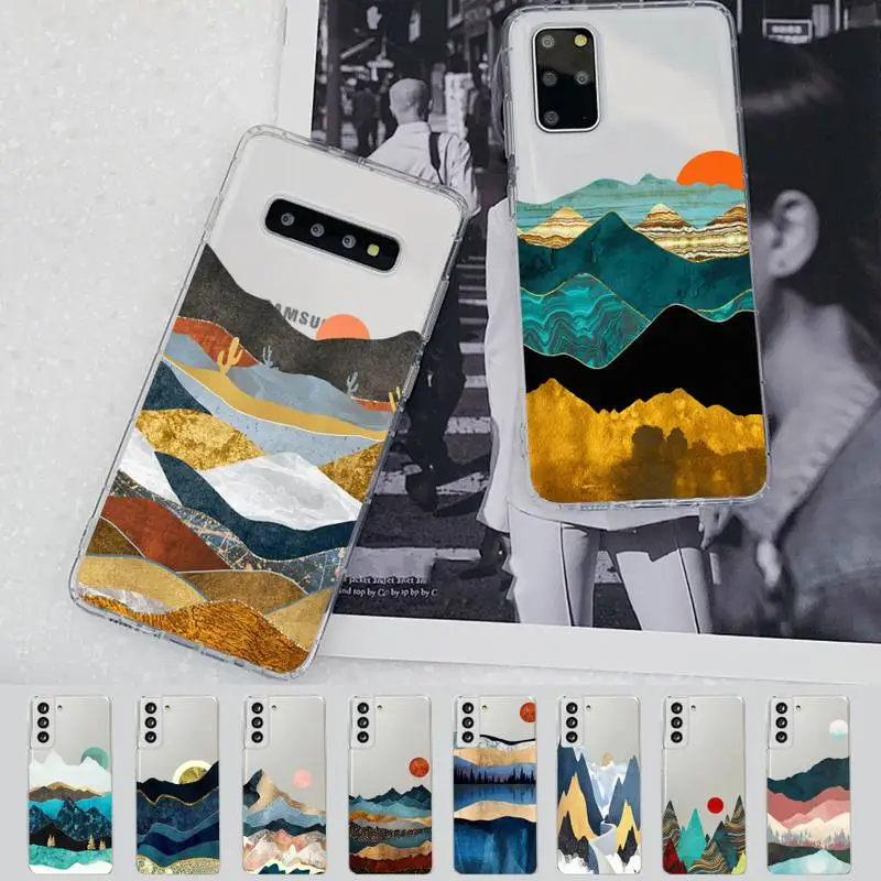 

Mountain Marble Moon Sun Forest Tree Phone Case For Samsung A 51 30s 71 21s 70 10 31 30 52 12 40 S20 21 plus lite UlTRA