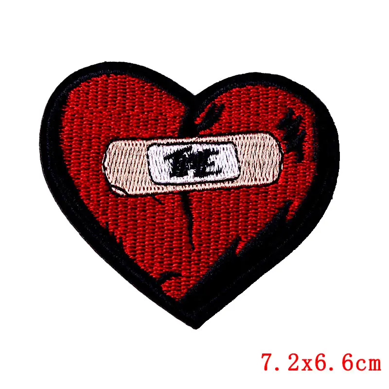 

Love Hearts Embroidered Patches for Clothing Stickers Broken Heart Iron On Pathes On Clothes Clothing Patch Stripe For T-shirt