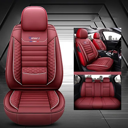 Red no pillow Кожаные чехлы для автомобильных сидений 5 мест для Toyota Corolla Verso 2006 cruiser 200 estima fj cruiser fortuner hilux lc 200 mark 2 - Название цвета: Red no pillow