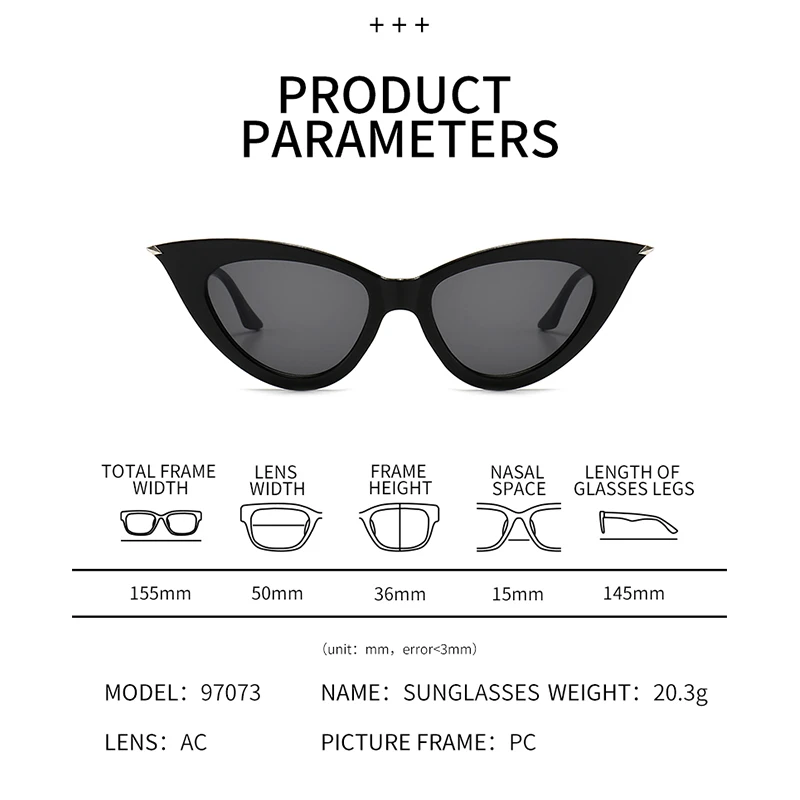 Солнцезащитные очки кошачий глаз женские легкие в стиле ретро | Аксессуары для