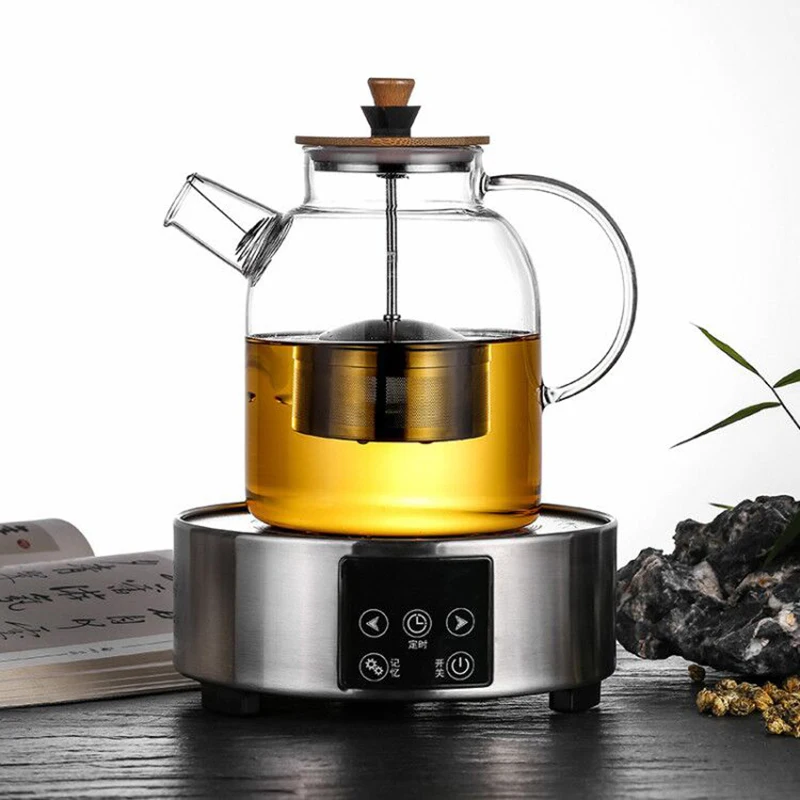 Чайник из нержавеющей стали с заварочным устройством прозрачный термостойкий