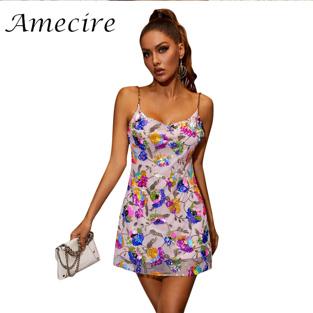 

Платье-вечерние с цветочным принтом, без рукавов, с V-образным вырезом и открытой спиной