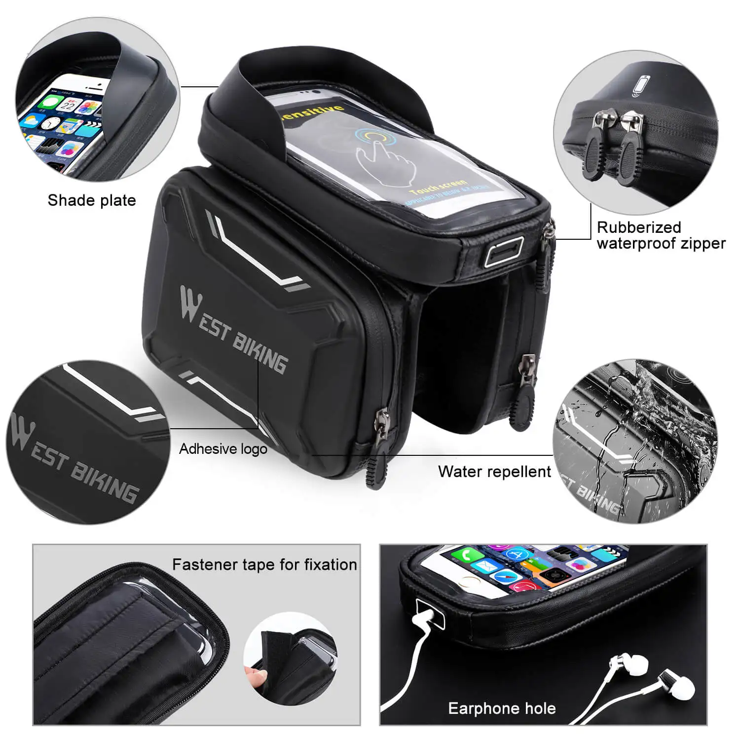 west biking pu rainproof cycling bag top front tube bag mtb mountain bike frame basket 6 2 inch phone touchscreen bicycle bags free global shipping