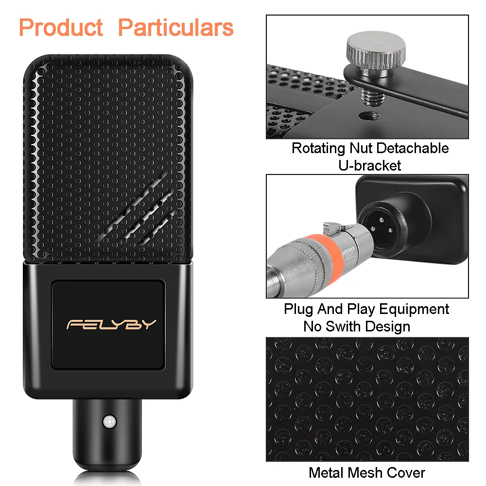 FELYBY BM1000 караоке конденсаторный микрофон для записи Подкаст Youtube Студийный микрофон с напольной подставкой Держатель Микрофона
