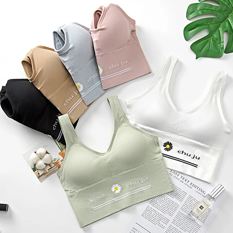 Женский бюстгальтер с эффектом пуш ап топ маленькой маргариткой сексуальный