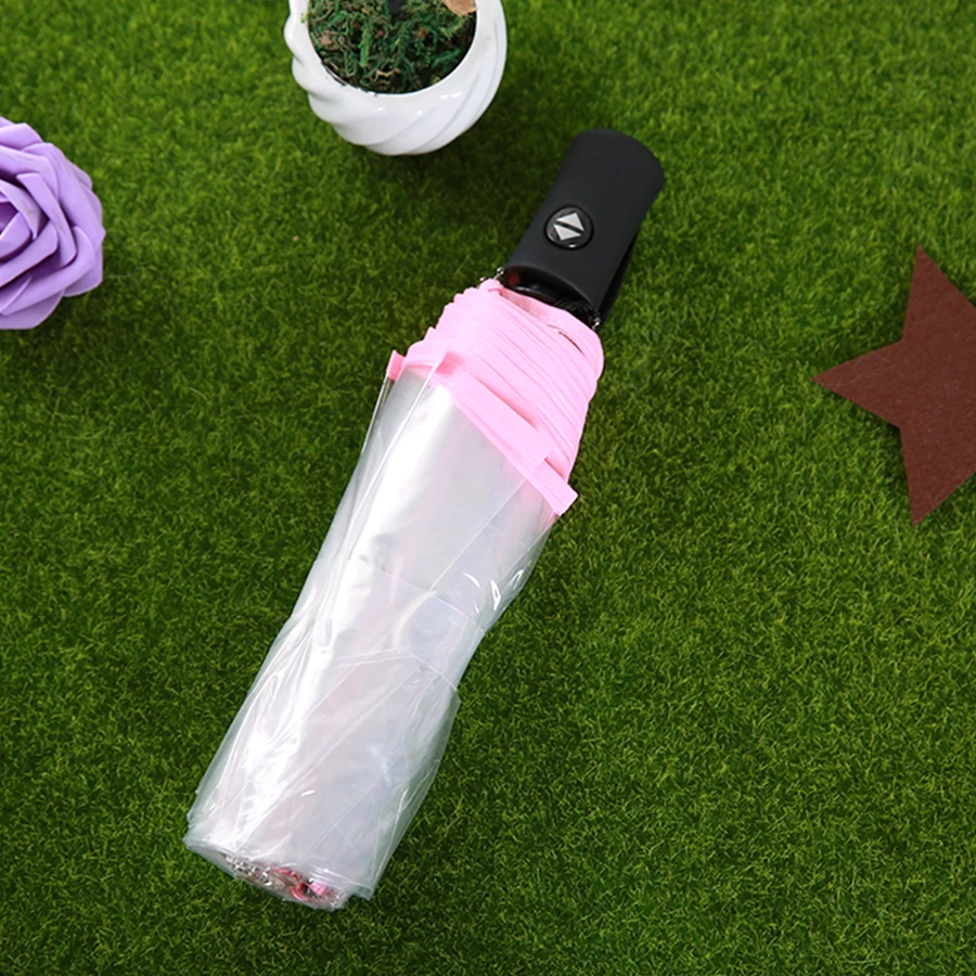 Автоматический женский зонт в закрывающийся Зонт Портативный анти УФ прозрачный