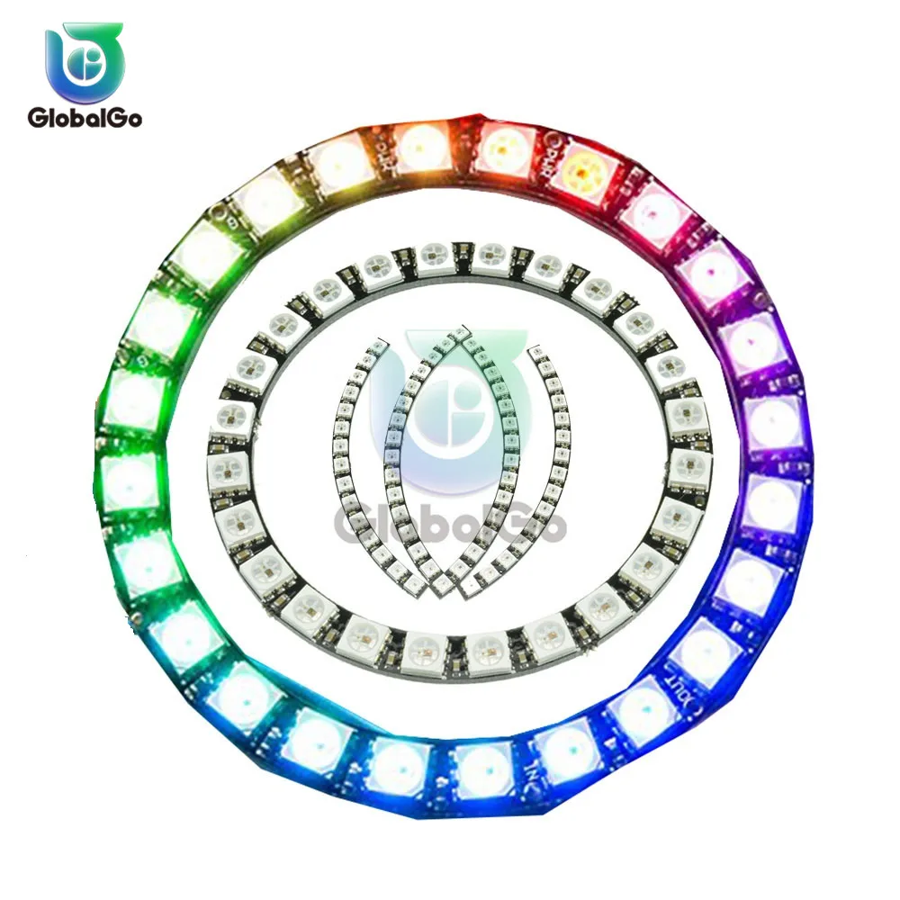 Светодиодный rgb светильник кольцевой светодиодный 1 3 4 7 8 12 16 24 32 бит s WS2812 5050 RGB со