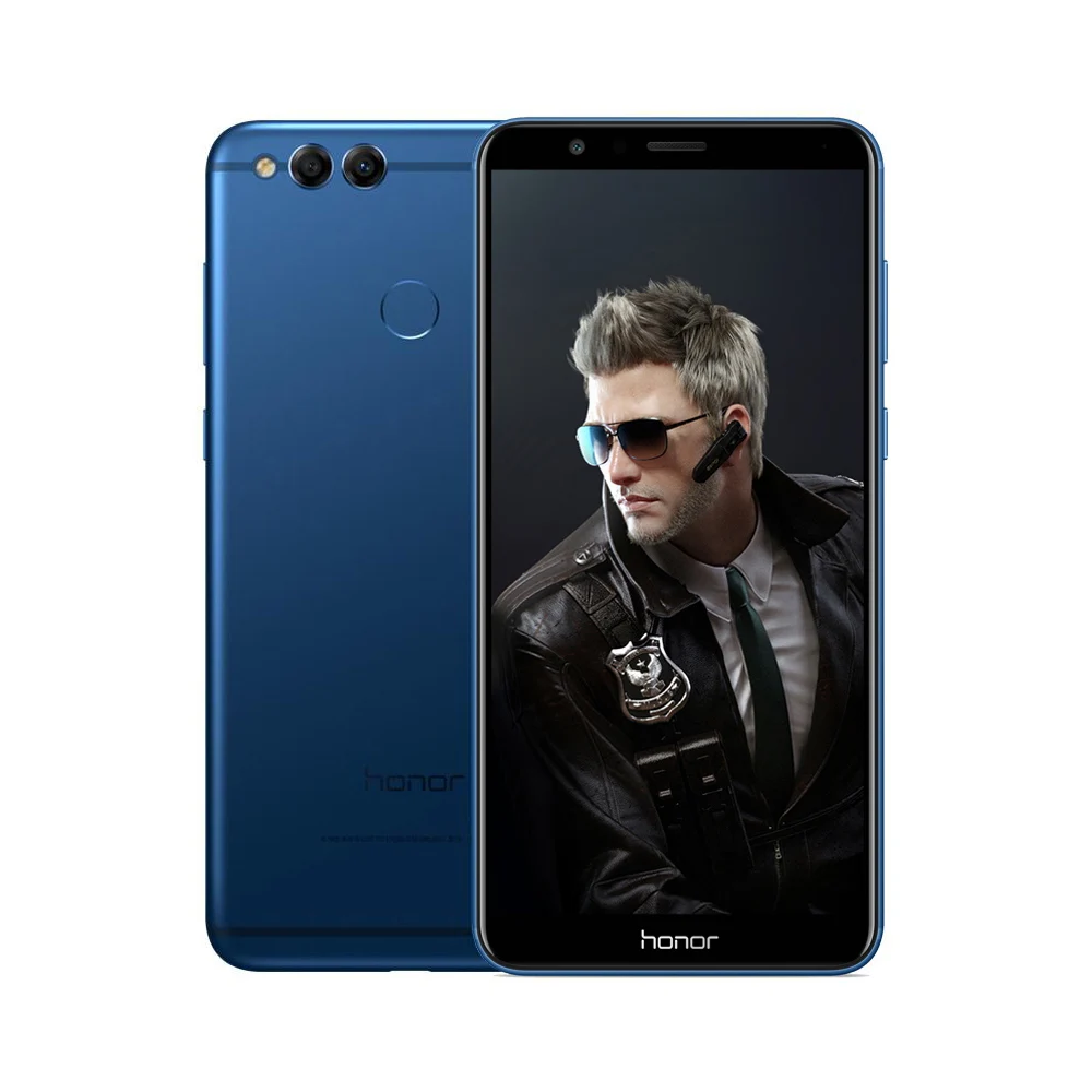 Мобильный телефон Honor 7X Face ID, 5,93 дюймов, 2160*1080 P, 4 гб, 64 гб, четыре ядра, две тыловые камеры, 3340 мач, смартфон с отпечатком пальца