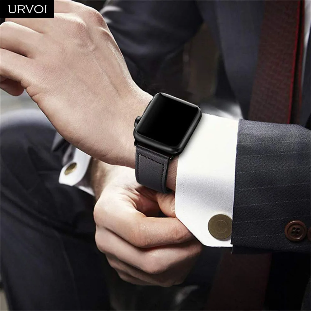Ремешок URVOI для apple watch series 7 6 5 4 3 SE спортивный браслет из натуральной кожи Swift iWatch