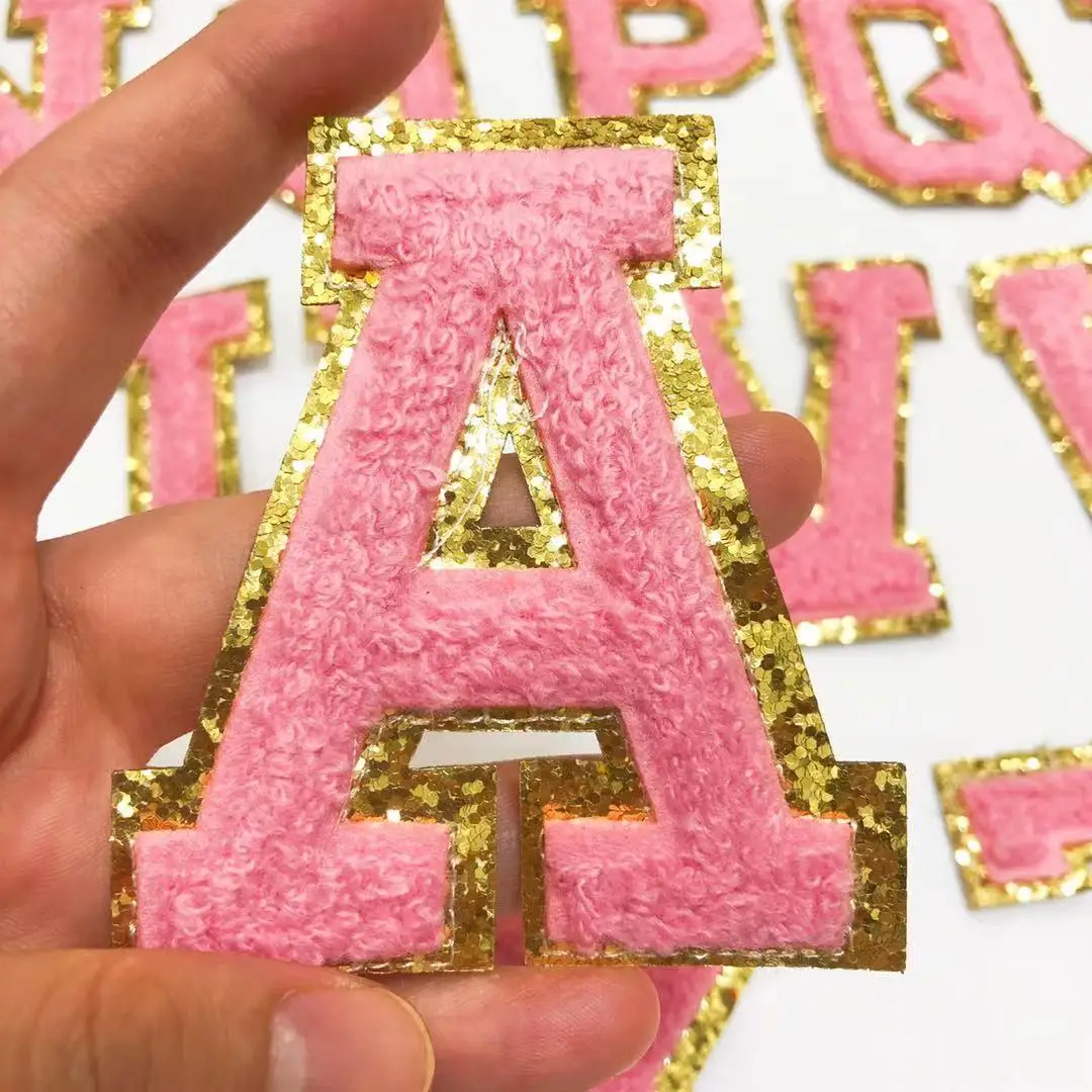 Нашивка для одежды, сумок, аксессуаров, розовые буквы алфавита