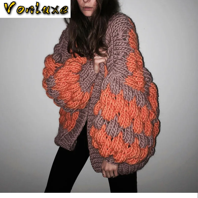 Женский вязаный кардиган повседневный толстый свитер свободного покроя