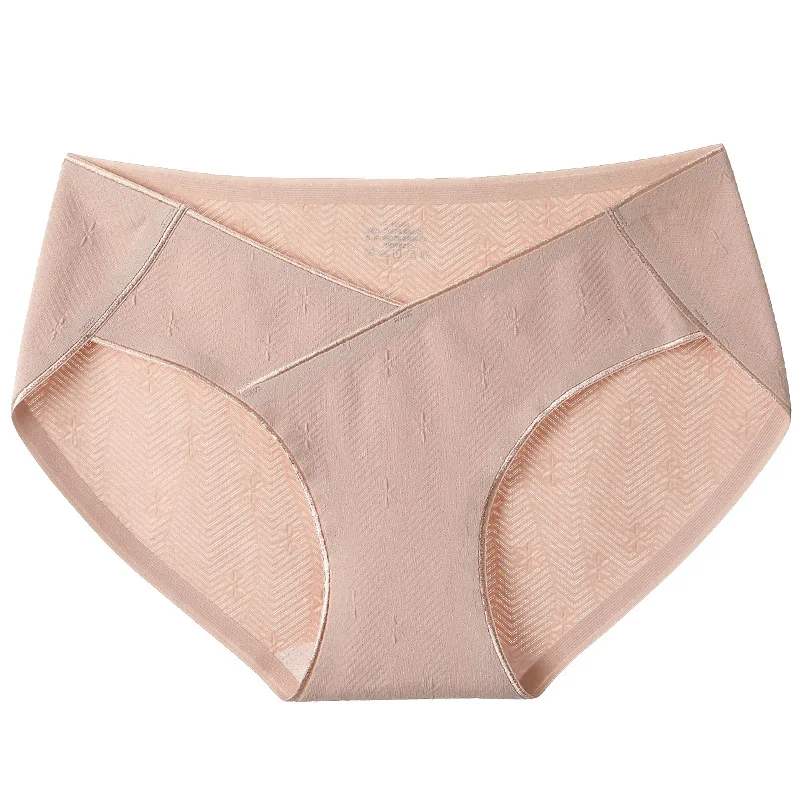 

615# 3XL 4XL 50S Cotton Maternity Briefs Across V Low Waist Belly Underwear for Pregnant Women 100 KG Can Wear Pregnancy Panties