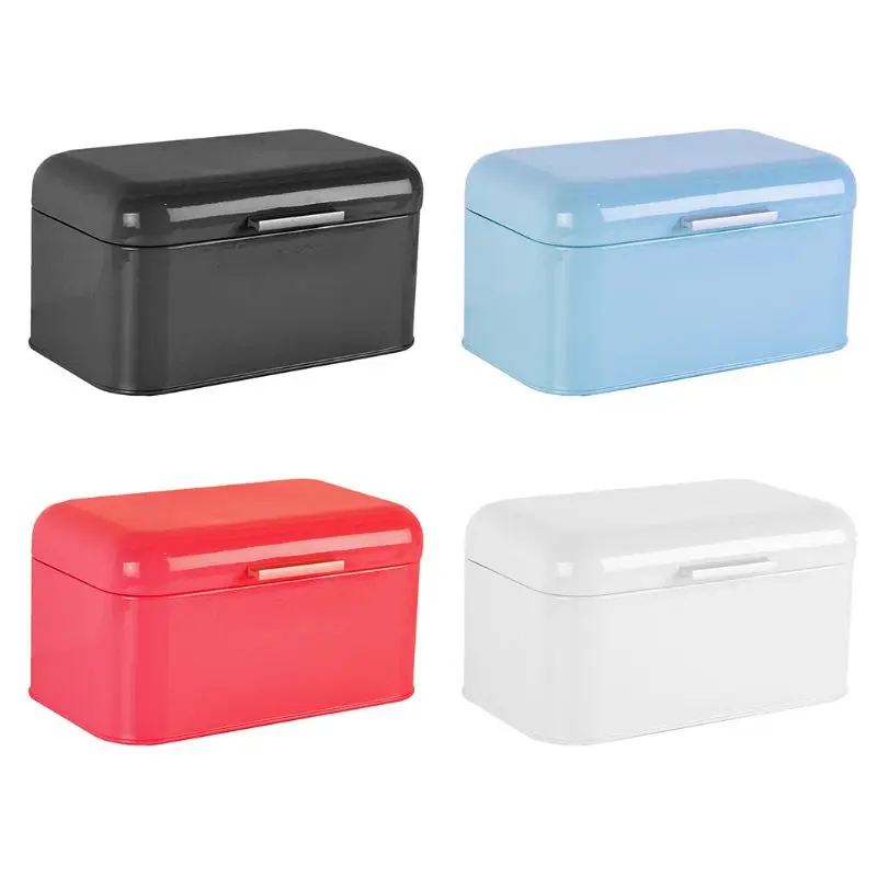 

Solid Color Retro Metal Bread Bin Box Kitchen Storage Container for Snacks Food 53CB