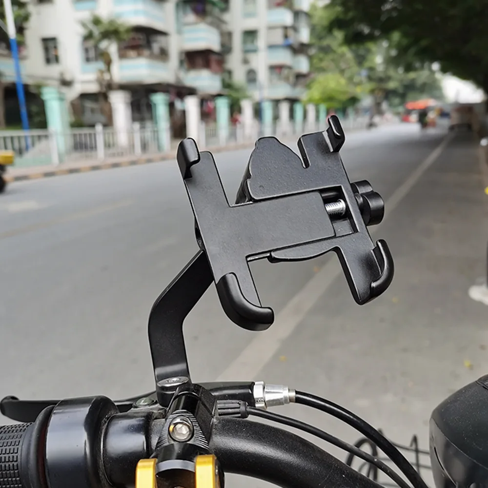 

Black Motorcycle Telephone Holder Support Moto Scooter Bicycle Rear View Mirror Cellphone Stand Mount GPS Steady Iron Bracket