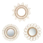 Инновационное художественное украшение из ротанга, круглое зеркало для макияжа, туалетный столик, настенные зеркала для ванной, ремесло, фото реквизит