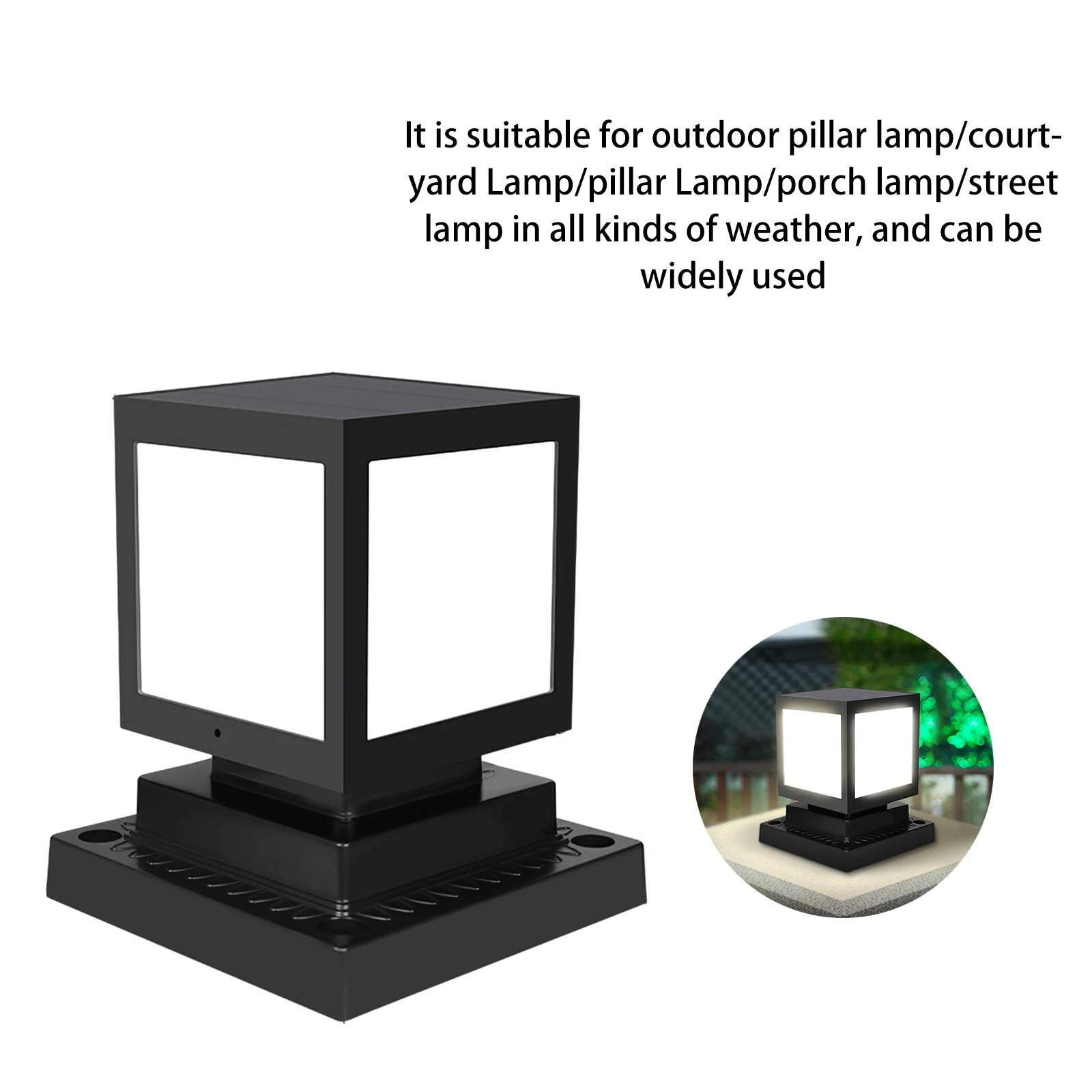 

Patio Street Column Light Industrial Wall Light Solar Column Head Light Waterproof Simple Garden Solar Lamp Balcony Solar Light