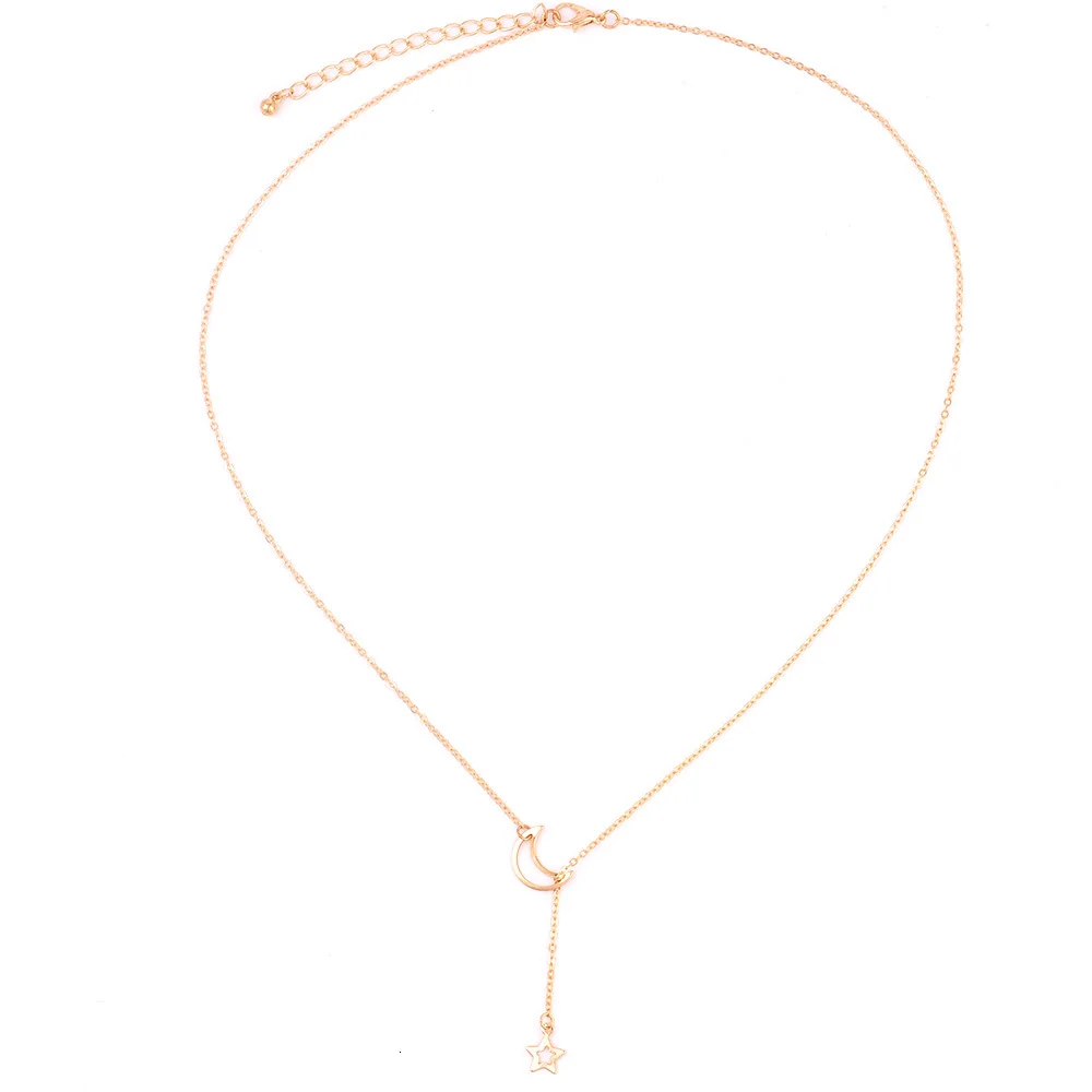 Fashion Jewelry New Sweet Long Necklace Tassel Gold Star Moon Pendant Simple Necklaces for Women Accessories