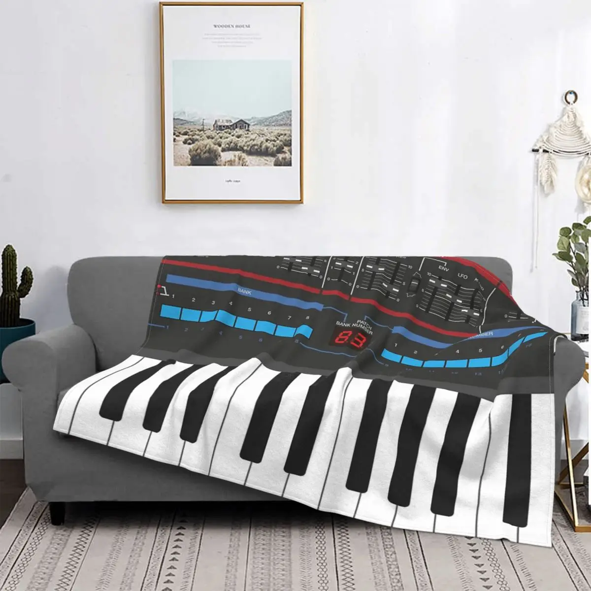 

Одеяло с синтезацией клавиатуры Roland Juno-106, покрывало в клетку, нагрудный ковер