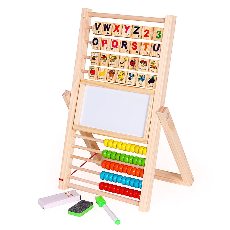 Многофункциональный Abacus обучающая подставка деревянная Монтессори игрушки счетные познавательные доски раннего образования математические игрушки для детей подарок - Цвет: Белый