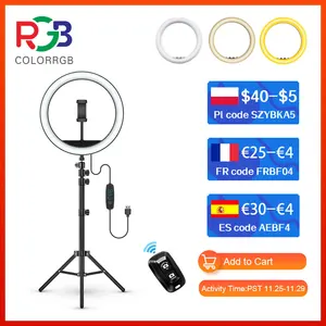 colorrgb 10 inch selfie ring light led ring light with tripod stand beauty ringlight for makeuplive streamtiktokyoutube free global shipping