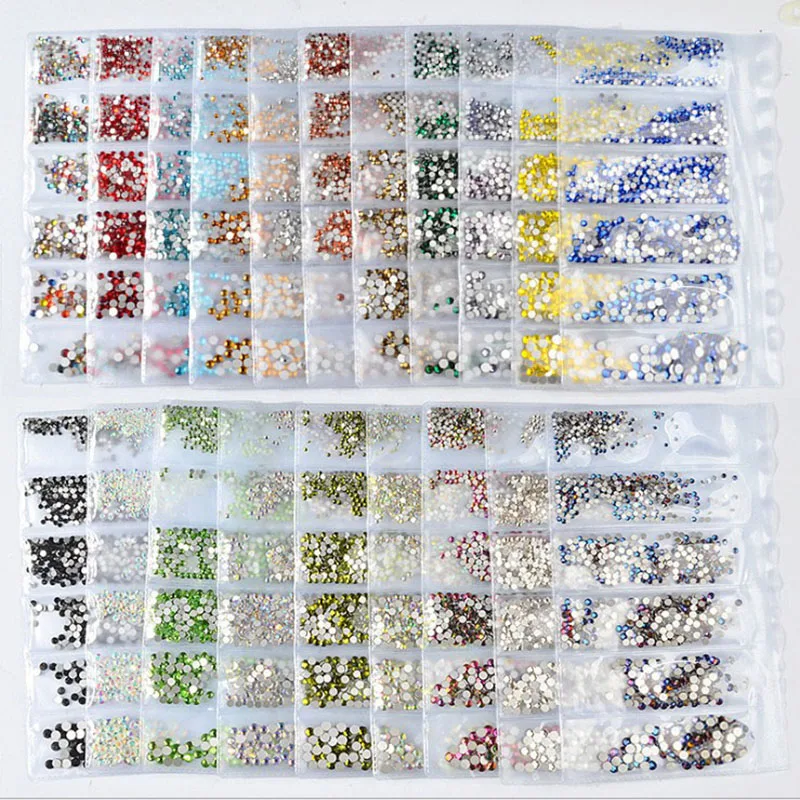 Стразы для ногтей с плоской задней стороной разные размеры блестящие камни