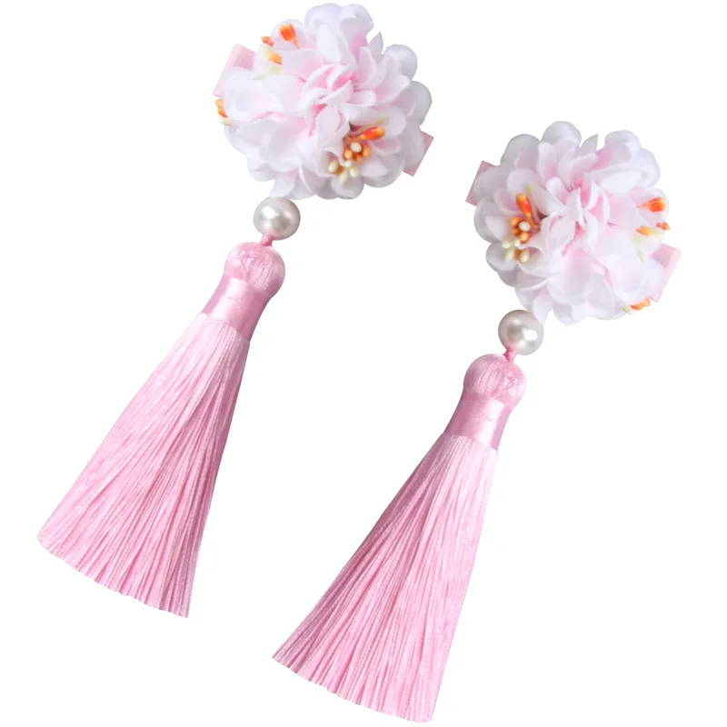 Аксессуары для волос девочек украшение милая заколка помпоны в китайском стиле с
