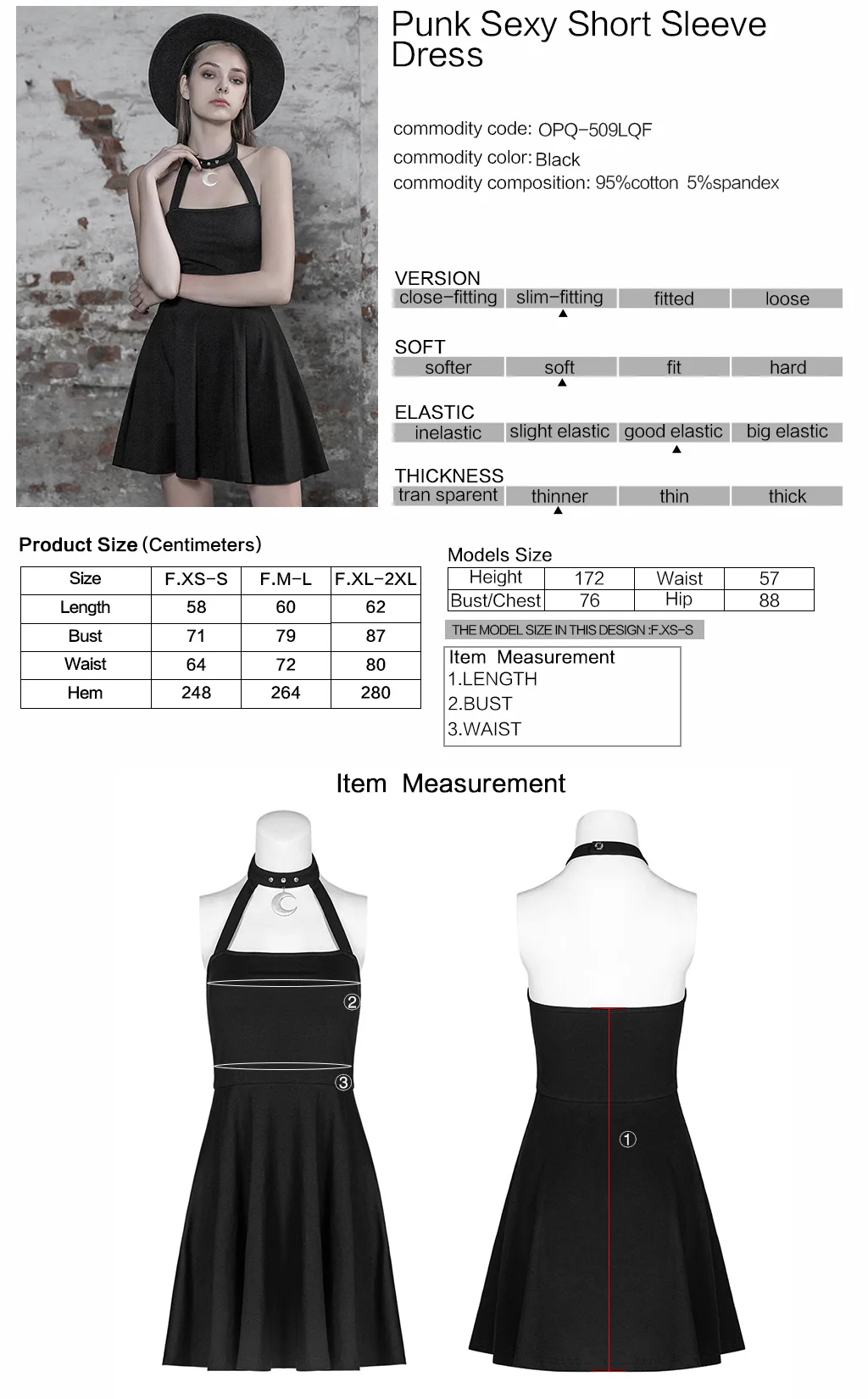 

Fashion Sleeveless Metal Moon Pendant Breathable A-line Dress Punk Sexy slim Women Backless Dress PUNK RAVE OPQ-509LQF