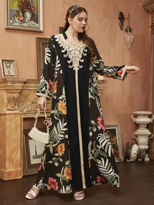 TOLEEN Elegant Women Plus Size Large Maxi Dresses 2022 Vintage Floral Boho Oversized Long Abaya Evening Party Festival Clothing