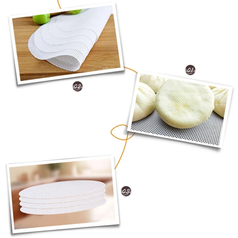 

5Pcs Round Non-Stick Silicone Steamer Pad White Dim Sum Paper Home Restaurant Steamers Mat Kitchen Cooking Tools 20/26/28/30CM