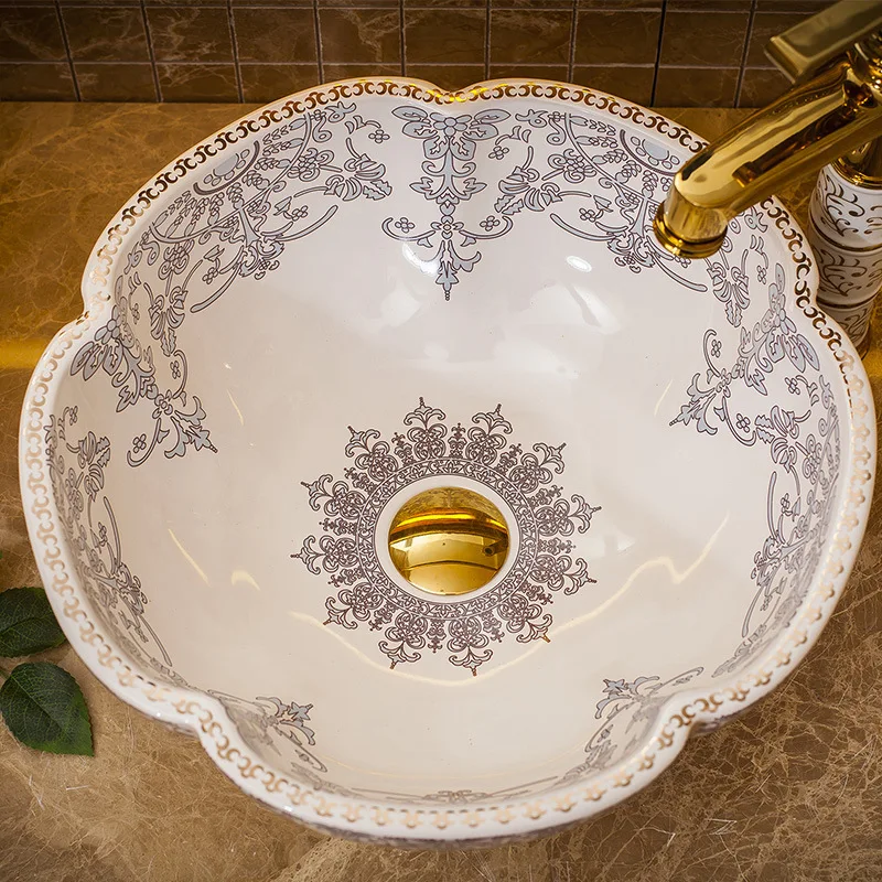 Керамическая раковина в форме цветка для дома круглая ванной комнаты |