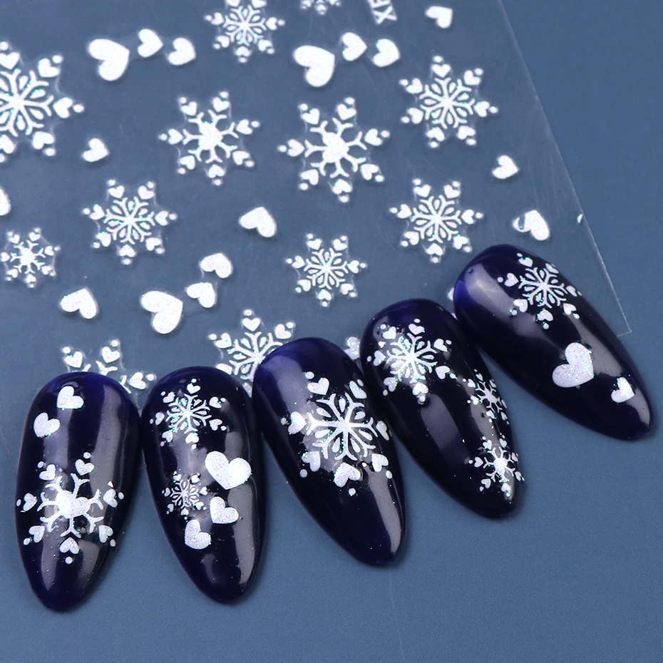 1 лист Рождество Снежинка стикеры 3D на ногти Nail Art прекрасный кот наклейки украшения рукоделие Маникюр Красота талисманы ногтей ползунки LAXF249-1