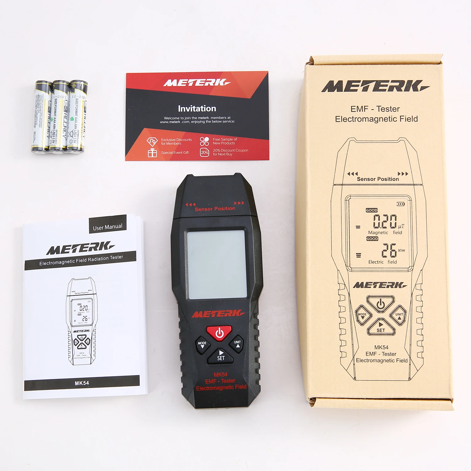 Detector de Emf Meterk Testador Handheld Mini Digital Lcd Campo Eletromagnético Radiação Tester Dosímetro Contador Radiador Mk54 Emf