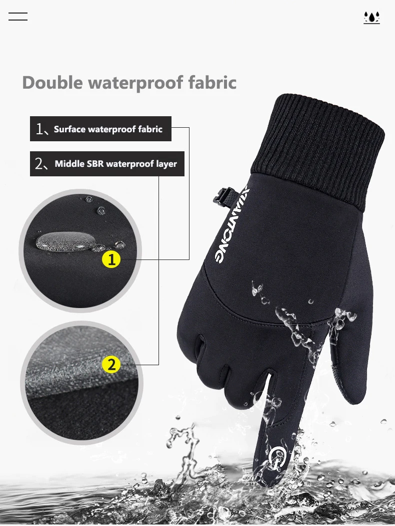 

Outdoor Sports Gloves Touch Screen Men Driving Motorcycle Snowboard Gloves Non-slip Ski Gloves Warm Fleece Gloves for Men Women