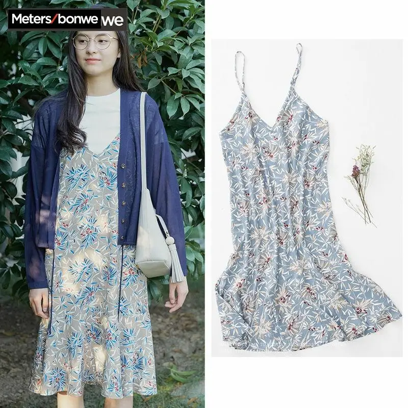 Metersbonwe Брендовое новое летнее платье шифоновое с кружевным цветочным принтом