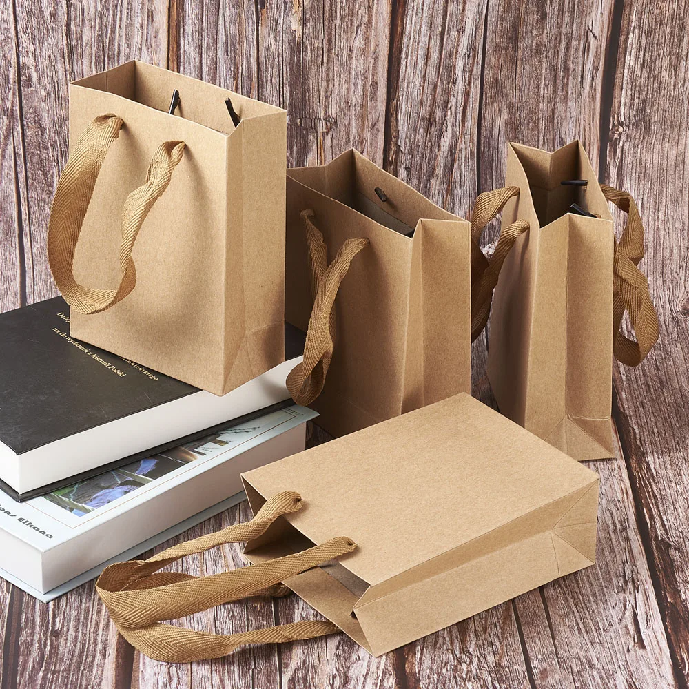 Высококачественные прямоугольные пакеты из крафт-бумаги 10 шт. Подарочный пакет с