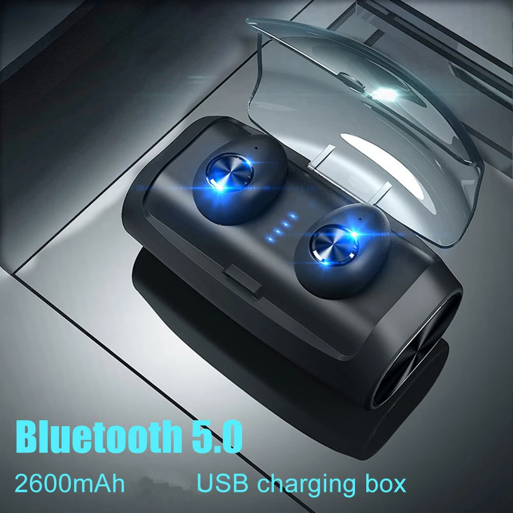 V6 TWS Bluetooth 5 0 наушники беспроводные стерео водонепроницаемые спортивные с 2600 мАч