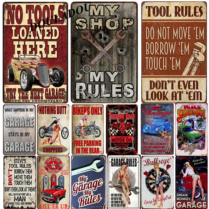 

[Douladou]Car Garage Service & Repair Vintage Metal Tin Sign Car Club Wall Decoration Iron Plate Plaque Poster 30*20CM