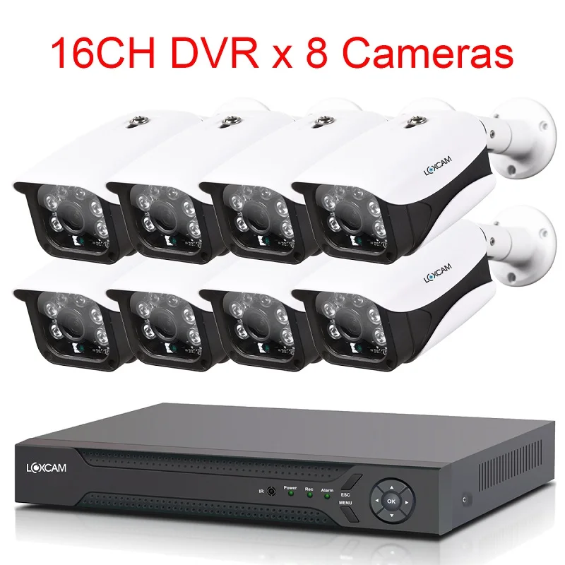 16CH DVR x 8 Camera LOXCAM H.265+ 16CH 4K Ultra HD CCTV камера системы 8MP наружная IP66 Камера Безопасности ИК ночного видения камера видеонаблюдения комплект - Цвет: 16CH DVR x 8 Camera