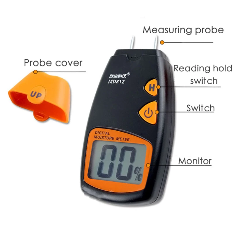 Junejour 0-99.9% Two Pins Digital Wood Moisture Meter Humidity Tester Hygrometer Timber Damp Detector Large LCD Display | Инструменты