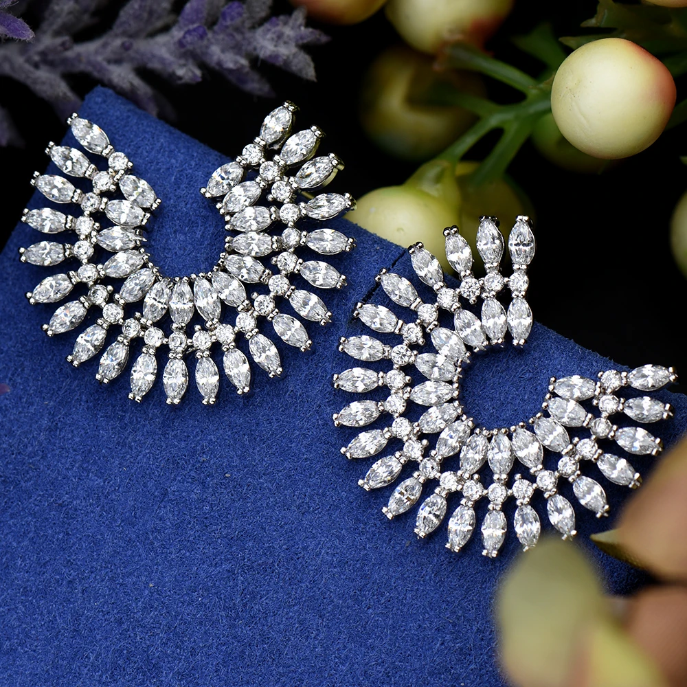 Hibrid прозрачные серьги гвоздики с микро проложенным покрытием AAA кубический