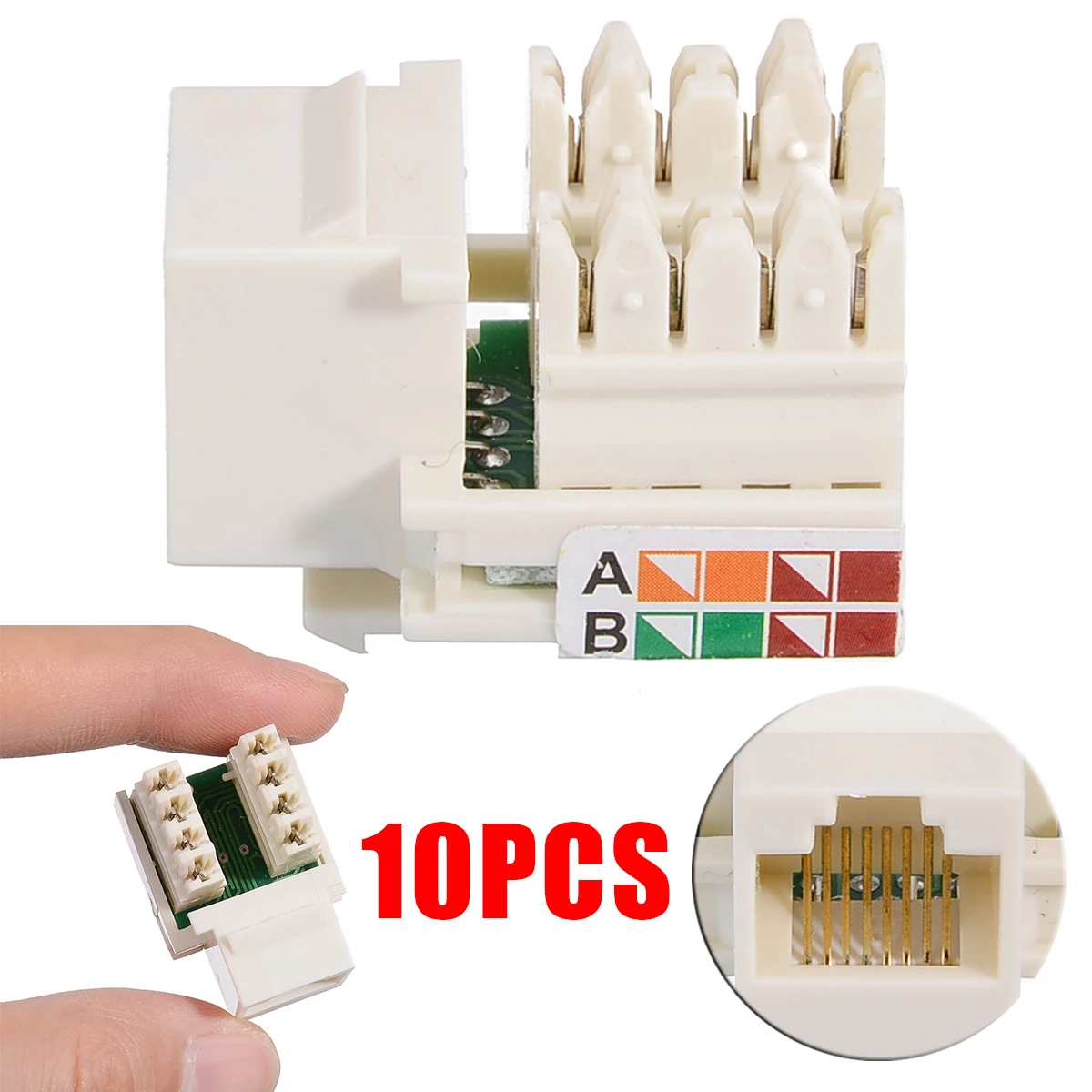 10Pcs CAT5e RJ45 Insert Keystone LAN Coupler Plug Standard Network Module Slot For Internet Ethernet Parts | Компьютеры и офис