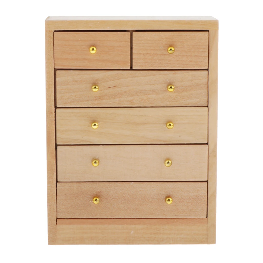 1:12 миниатюрный деревянный напольный шкаф с ящиками модель кукольного домика