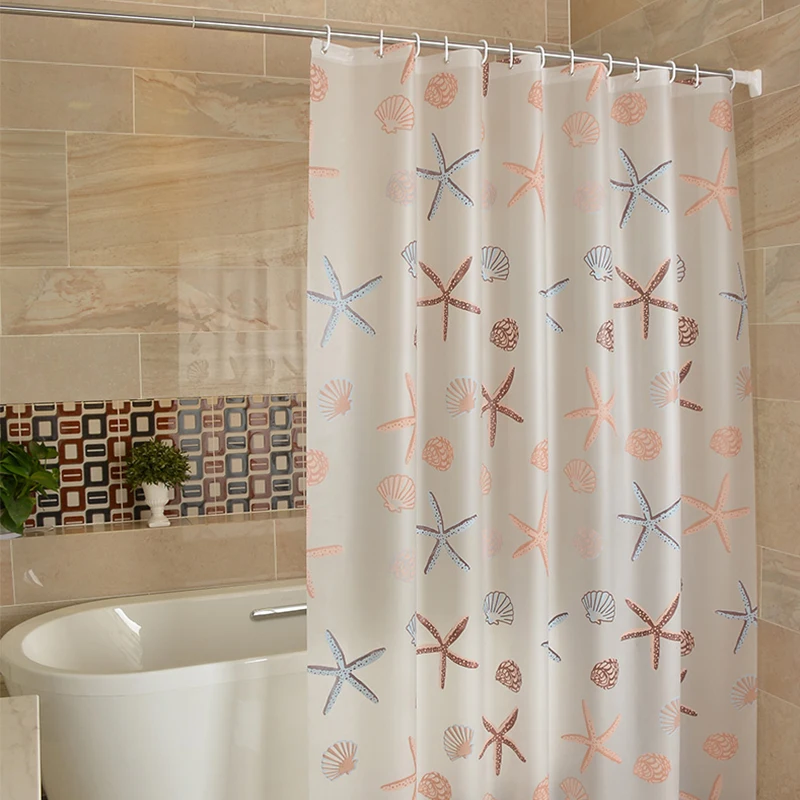 

Modern Shower Curtain Waterproof Mildew PEVA Shower Curtains Starfish Seaside Style Bath Curtain for Bathroom Shower Room